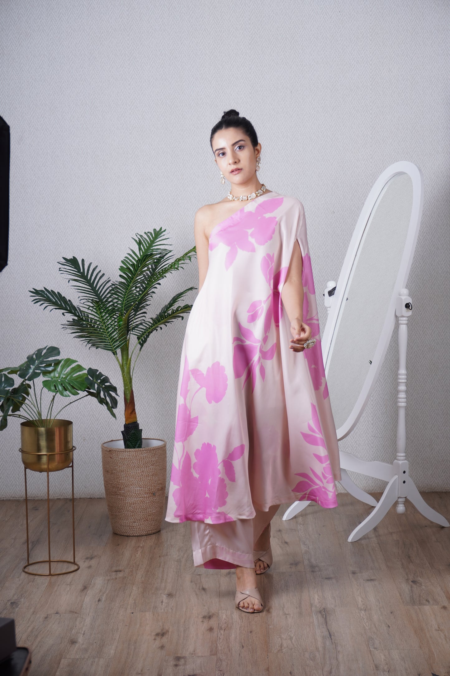 Candy Pink One Shoulder Co-ord Set