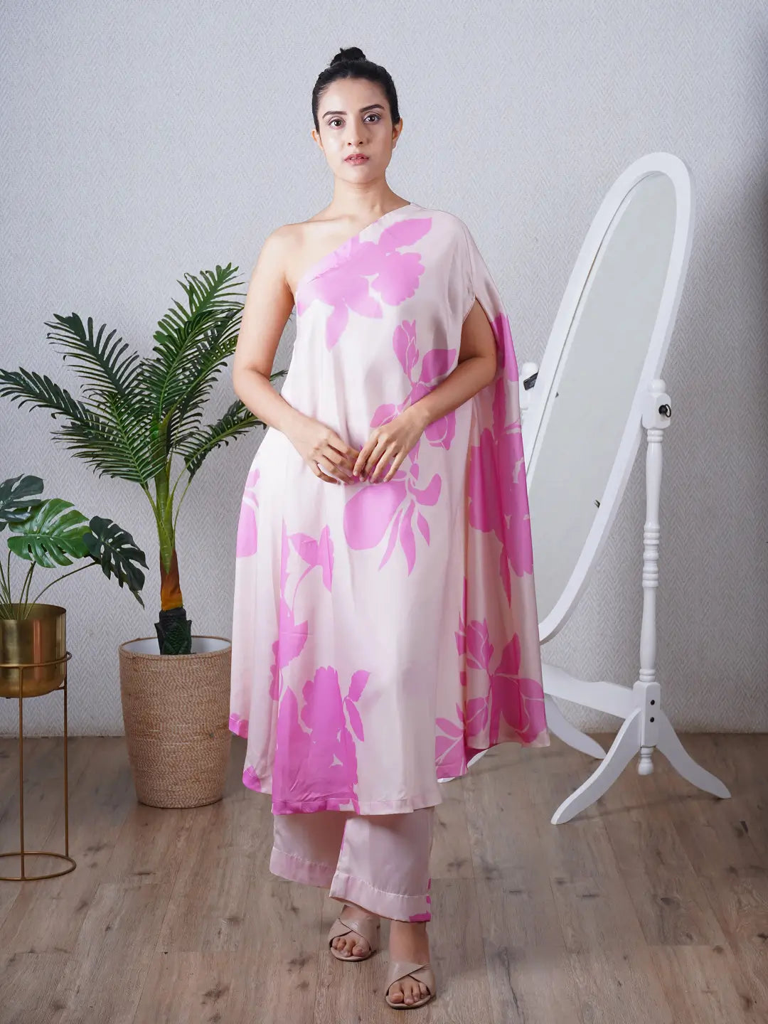 Candy Pink One Shoulder Co-ord Set