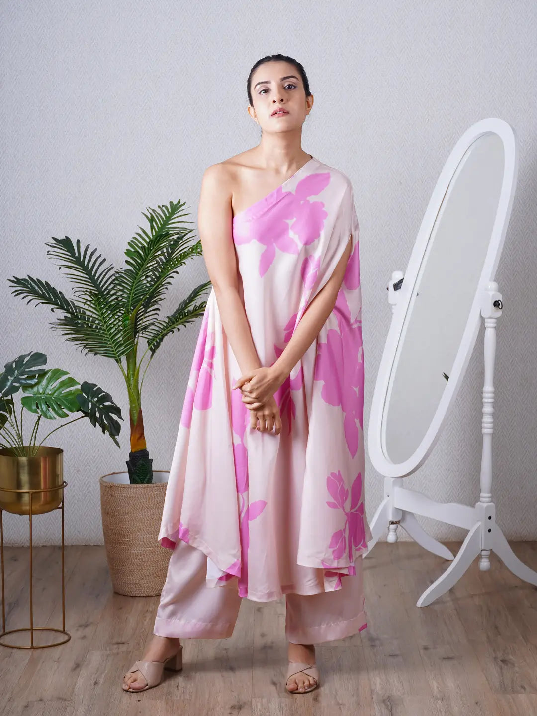 Candy Pink One Shoulder Co-ord Set