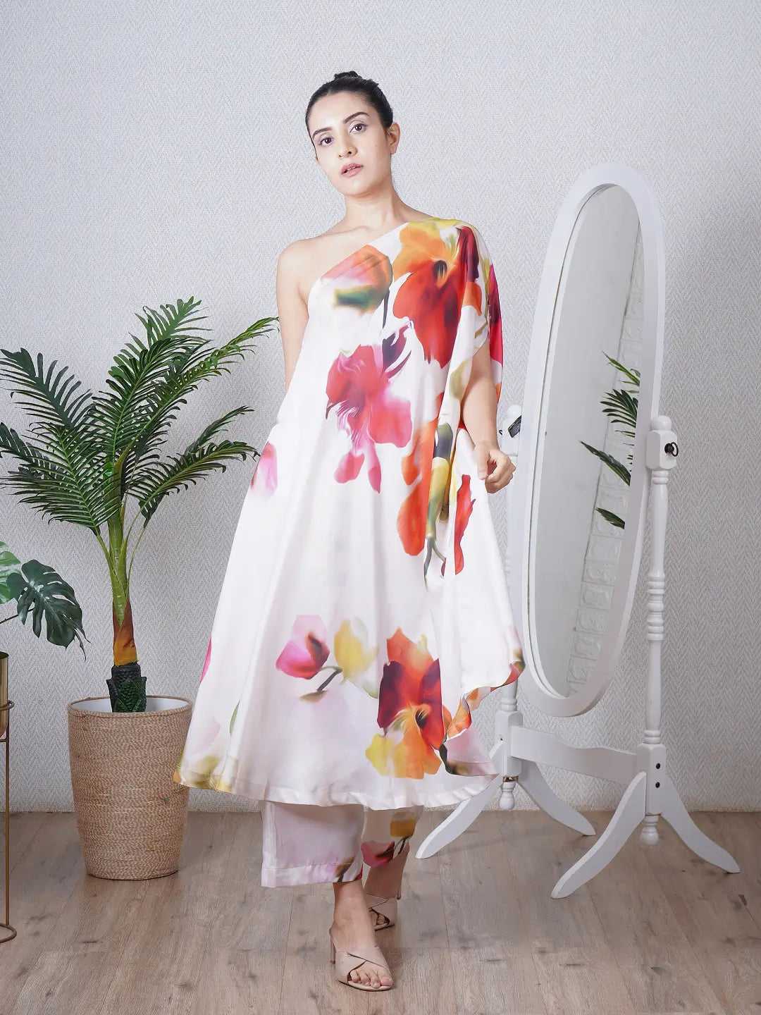 Multi Print One Shoulder Co-ord Set