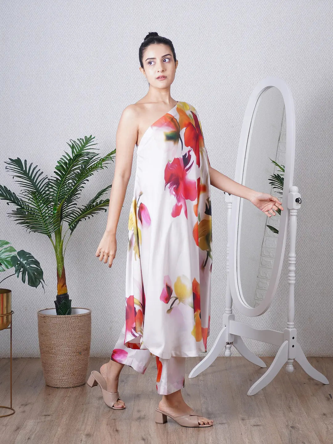Multi Print One Shoulder Co-ord Set
