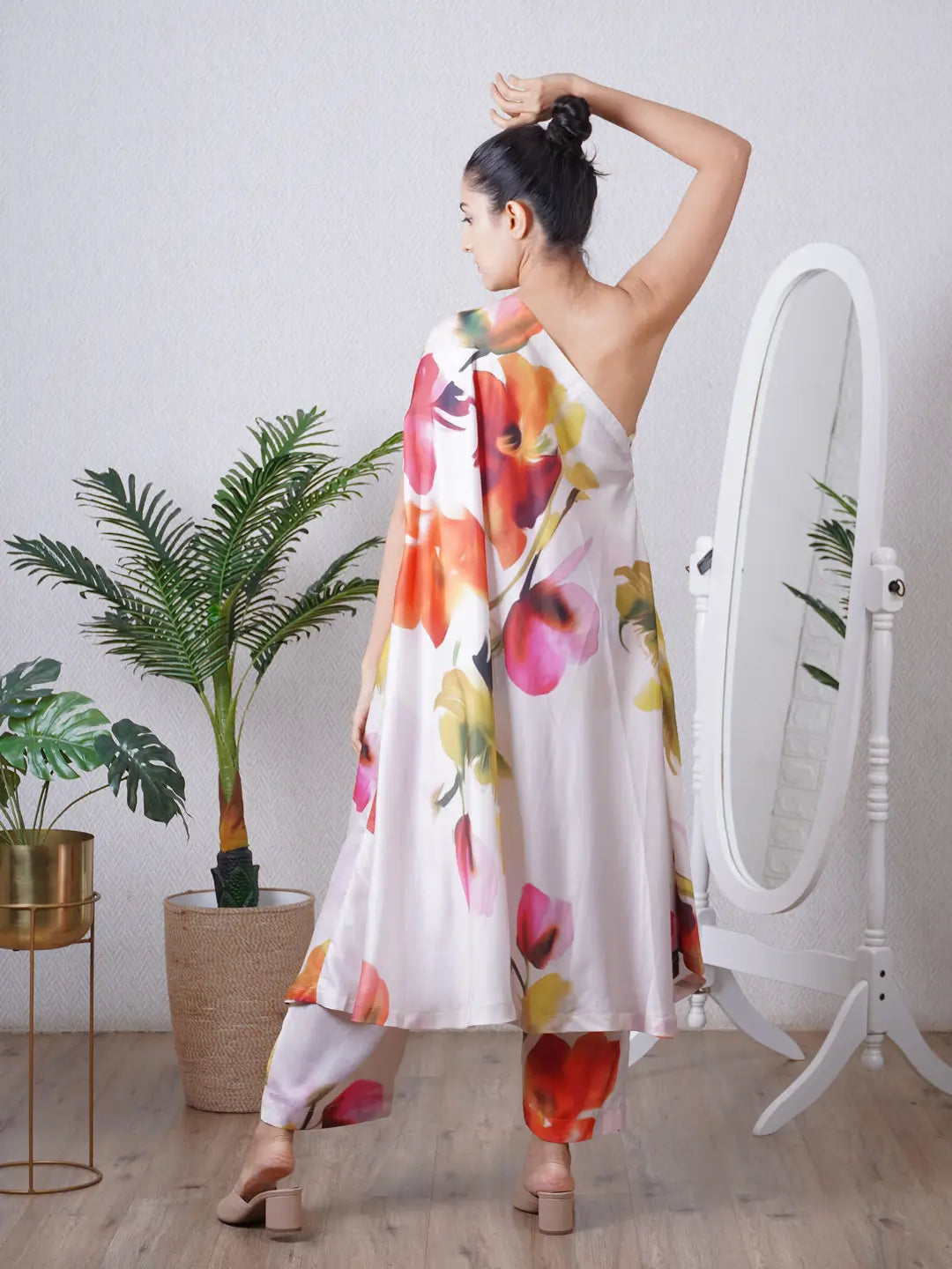 Multi Print One Shoulder Co-ord Set