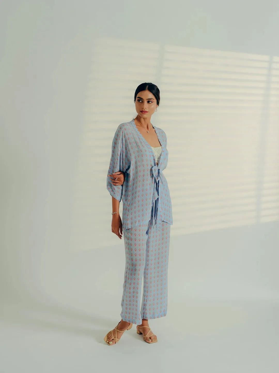 Baby blue motif print co ord set