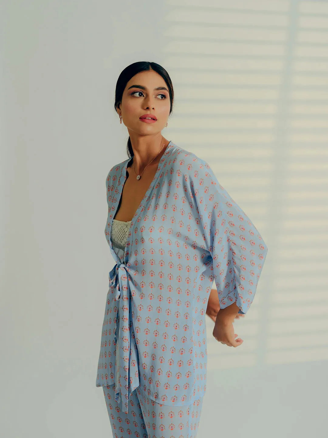Baby blue motif print co ord set