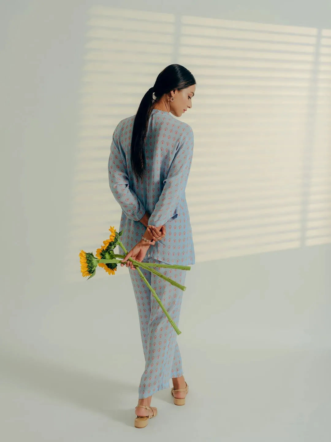 Baby blue motif print co ord set