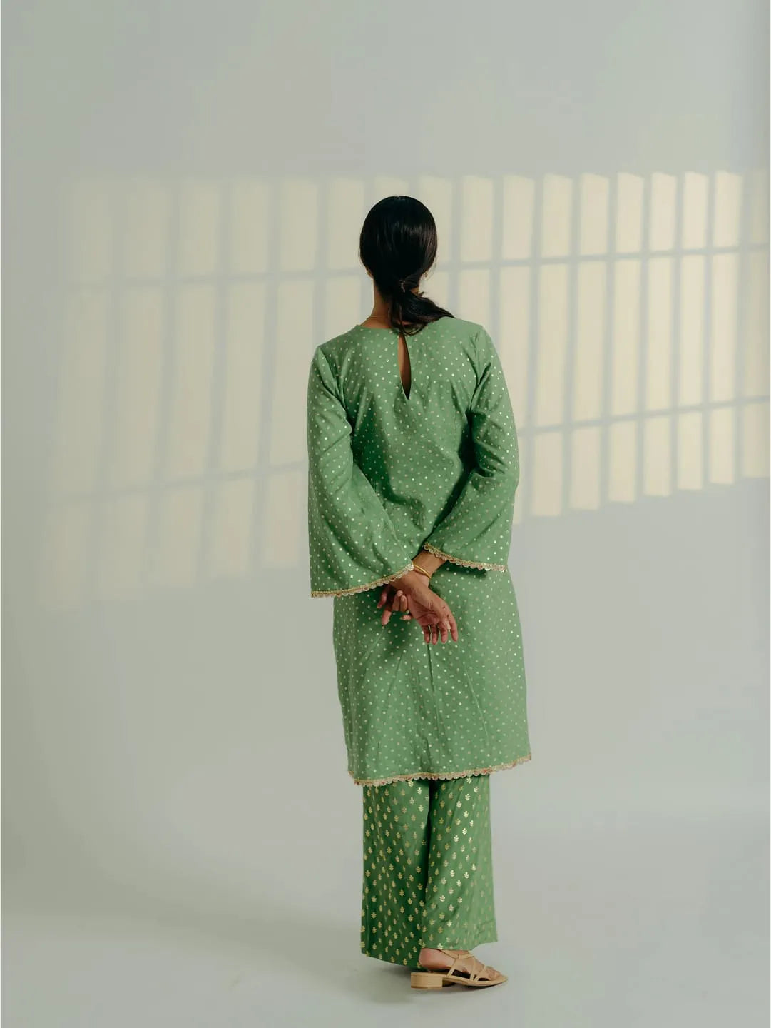 Fern polka dot kurta & printed pants set