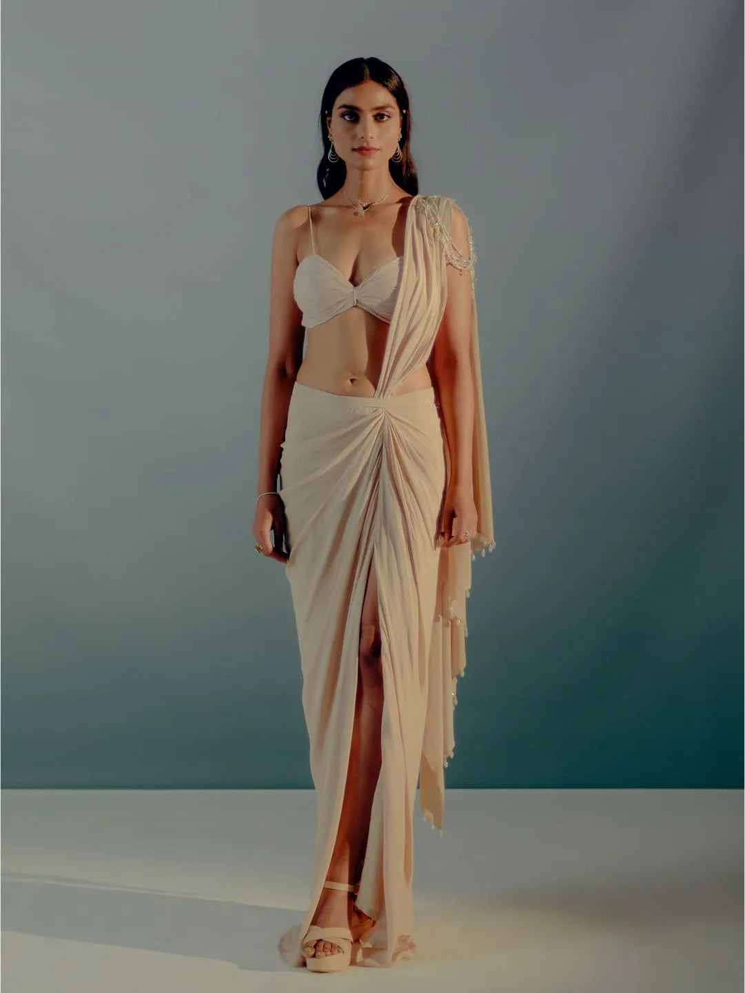 Nude cream concept saree