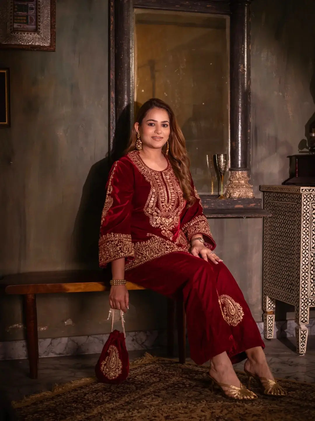 Maharani Set Maroon