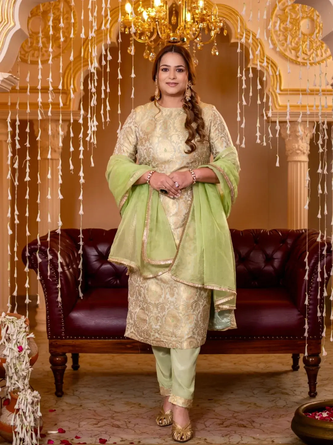 Zari Mahal Set Green