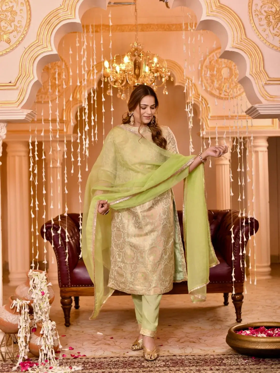 Zari Mahal Set Green