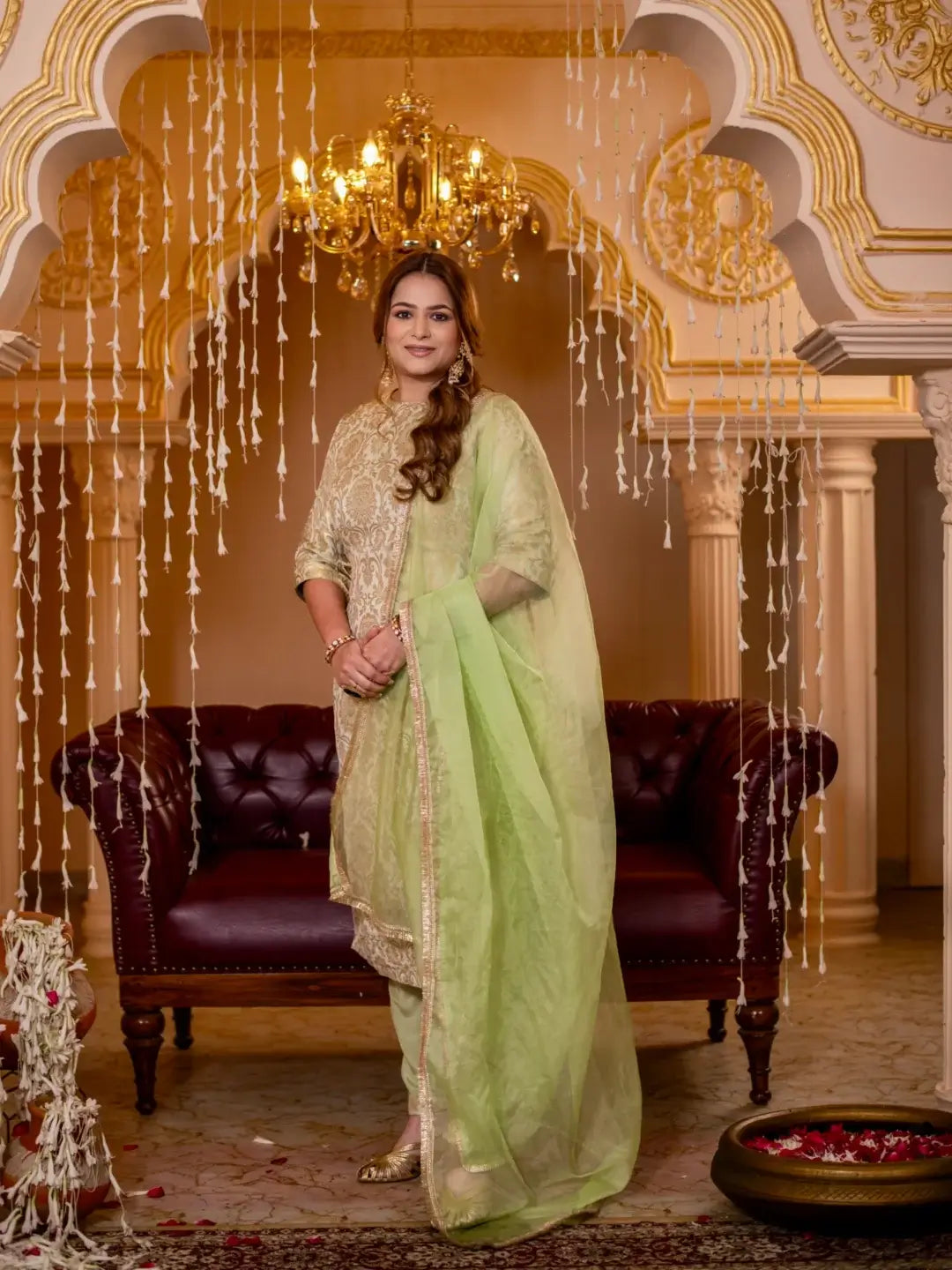 Zari Mahal Set Green