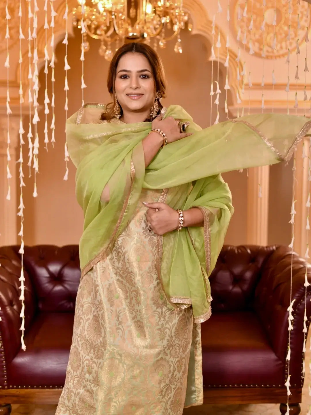 Zari Mahal Set Green