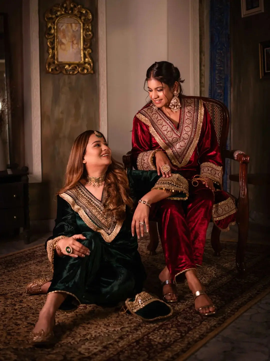 Mughal Kurta Set Maroon