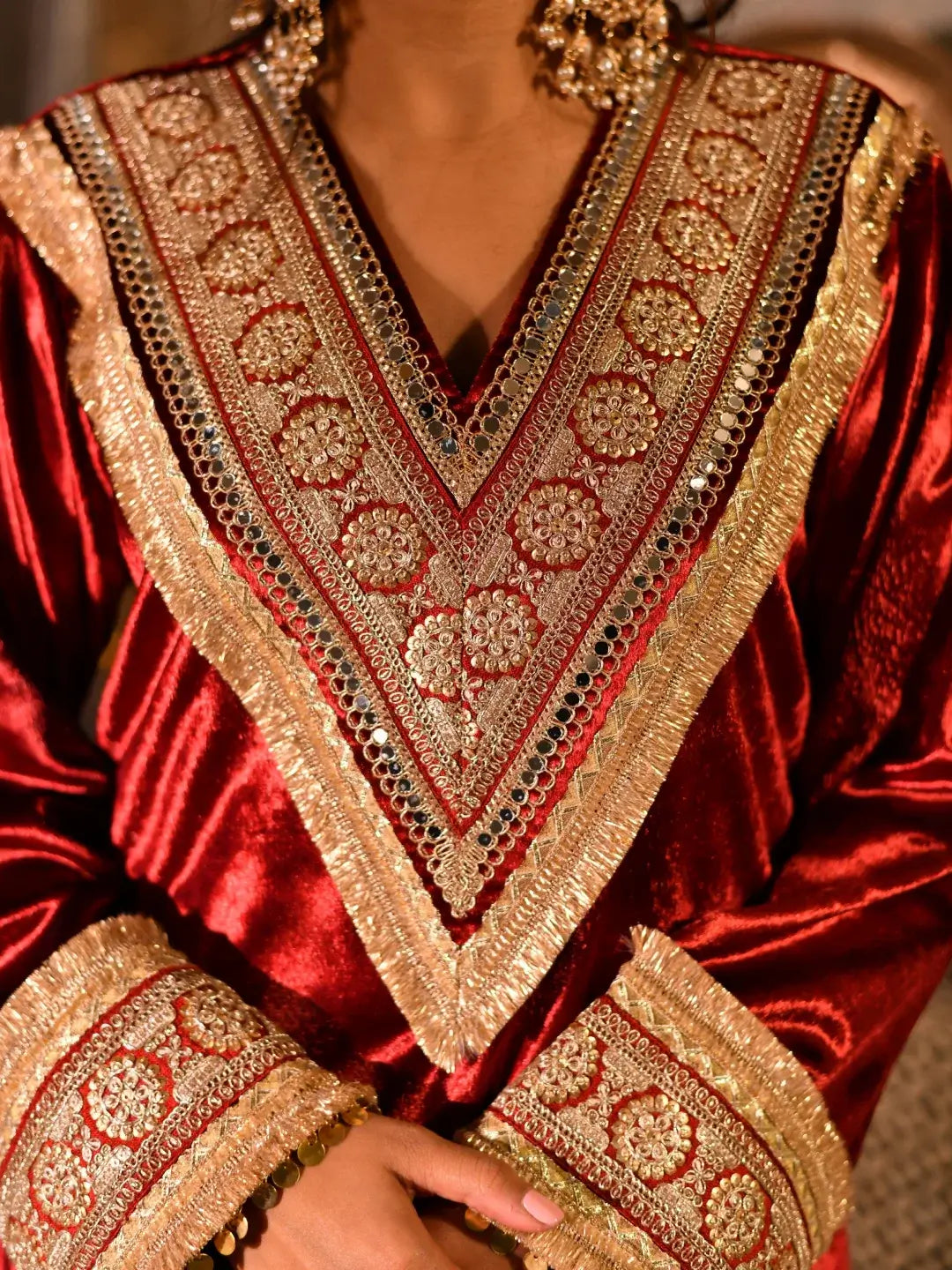 Mughal Kurta Set Maroon