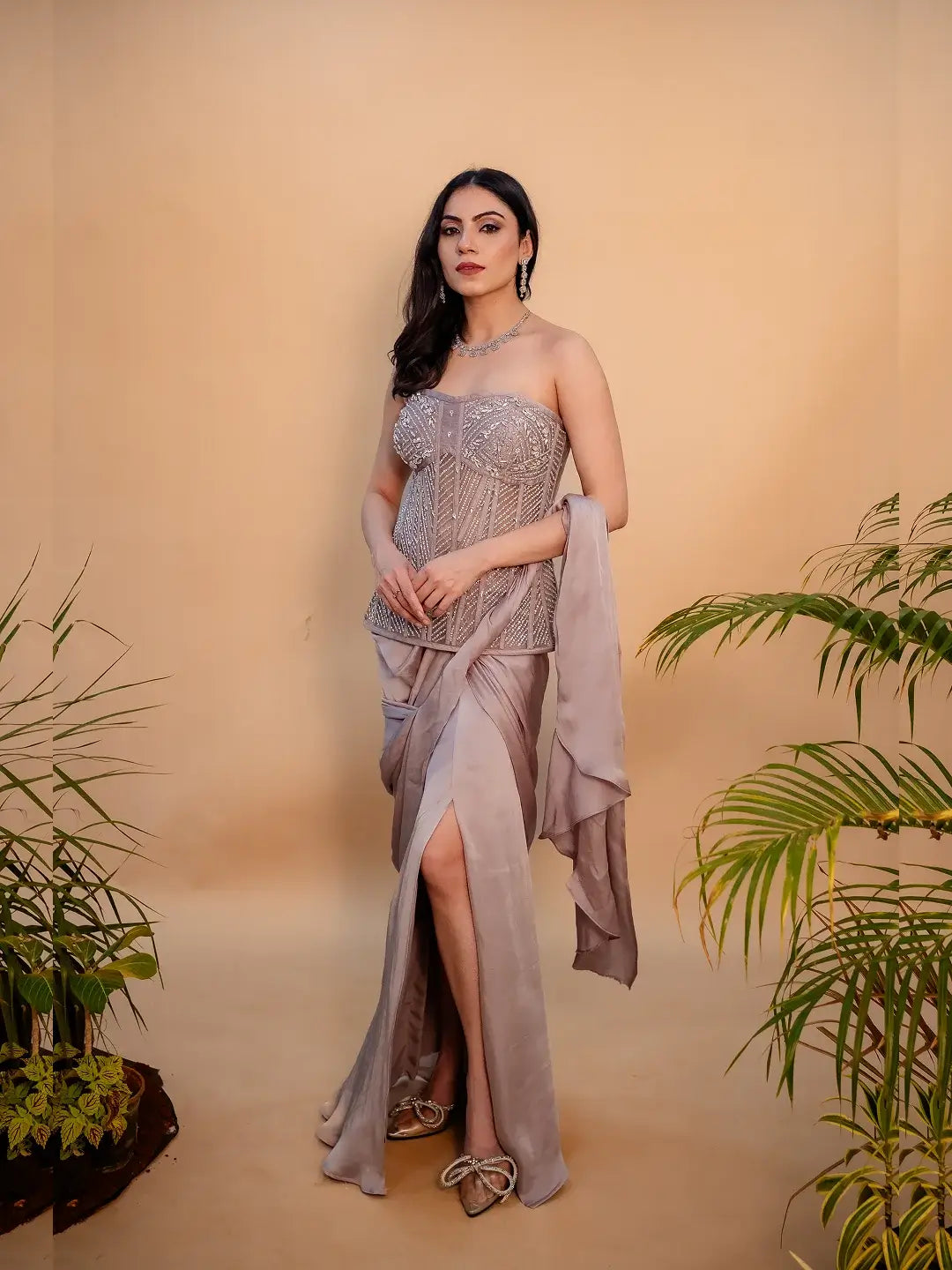 Diamanté Embellished Corset Saree