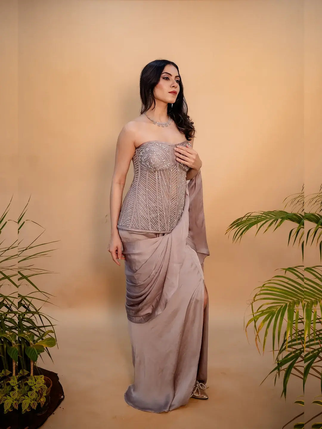 Diamanté Embellished Corset Saree