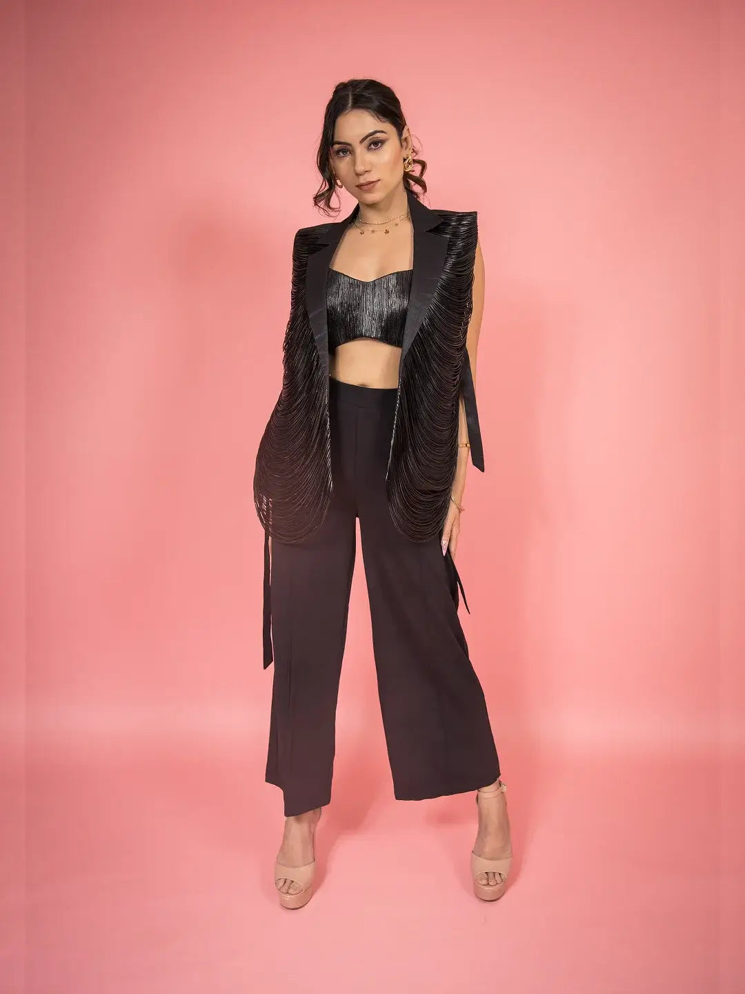 Zikar Embellished Wired Blazer Set