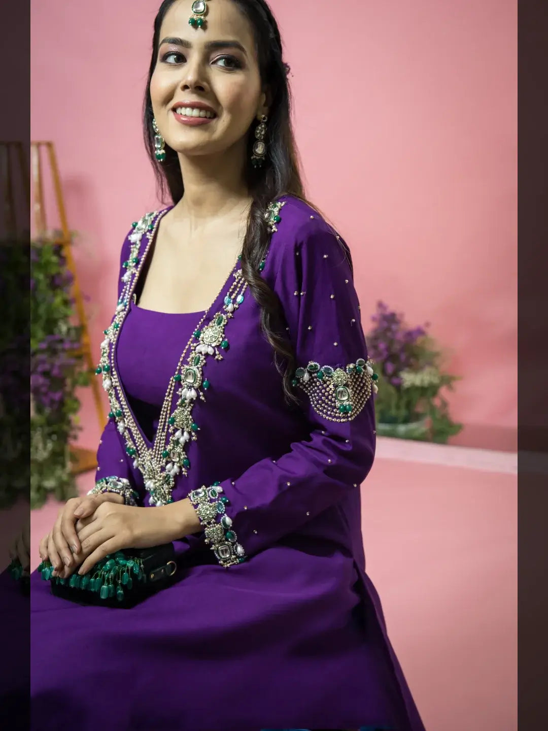 Embellished Noor Suit wine