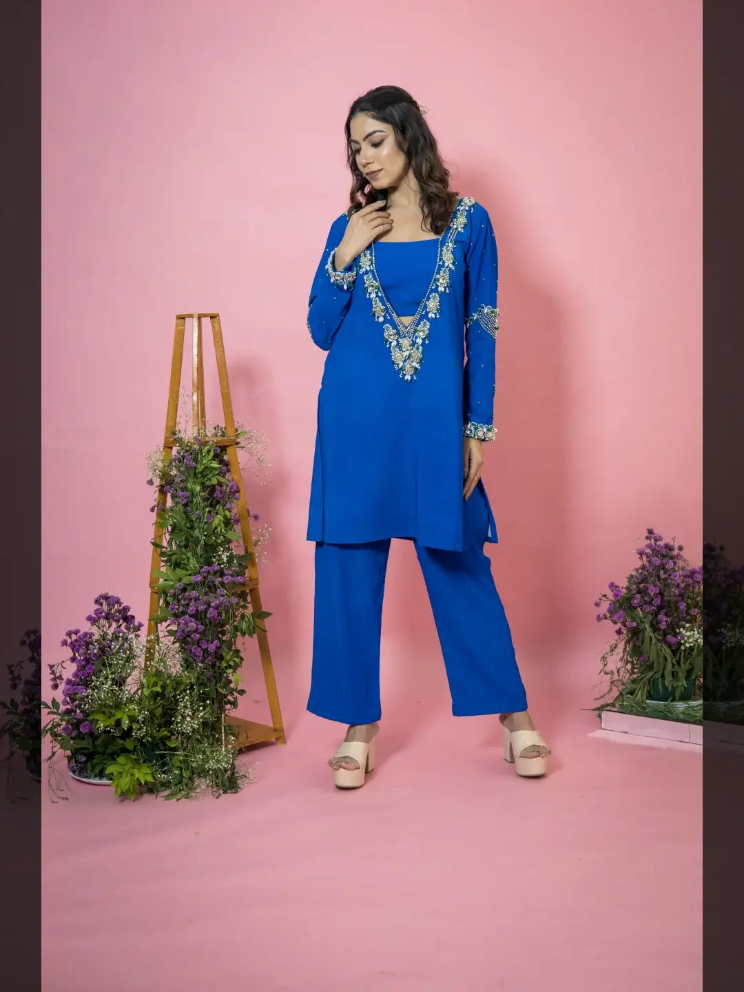 Embellished Noor Suit Blue