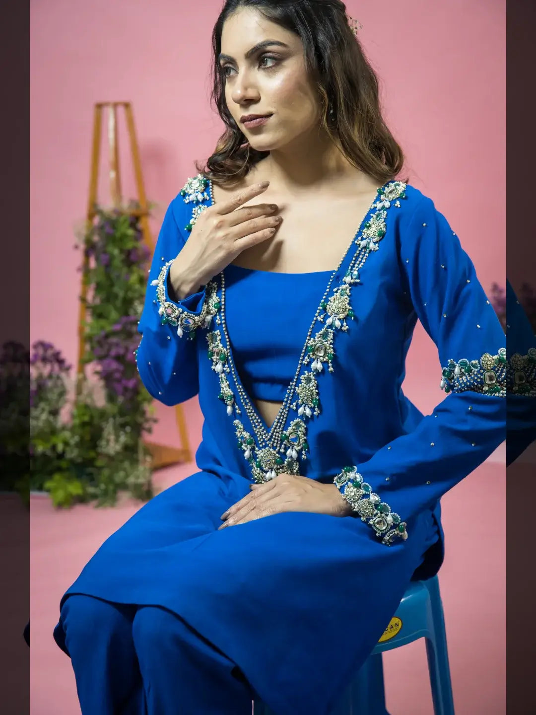 Embellished Noor Suit Blue