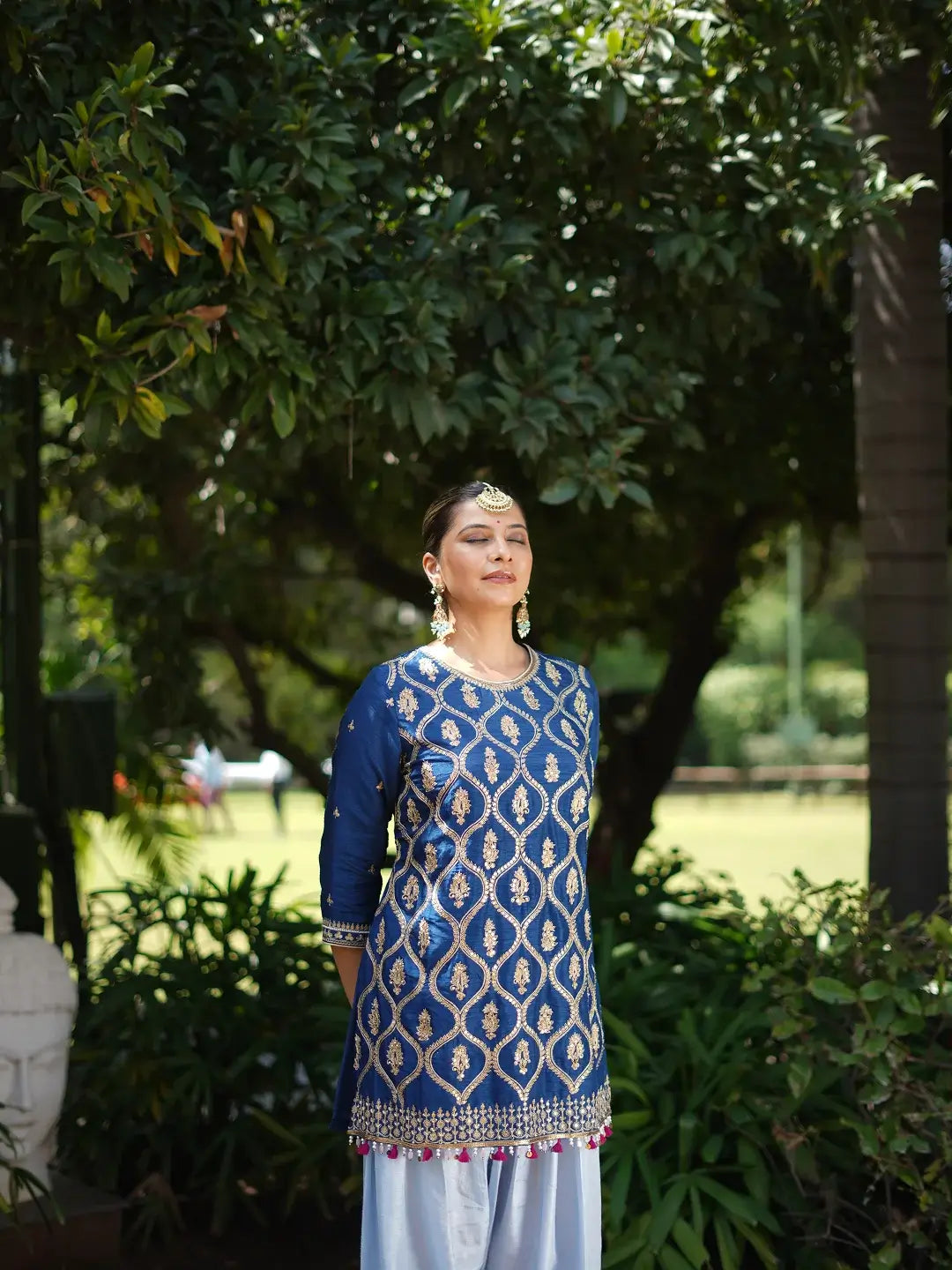 Kurta & Farshi Salwar - Midnight blue & powder Blue