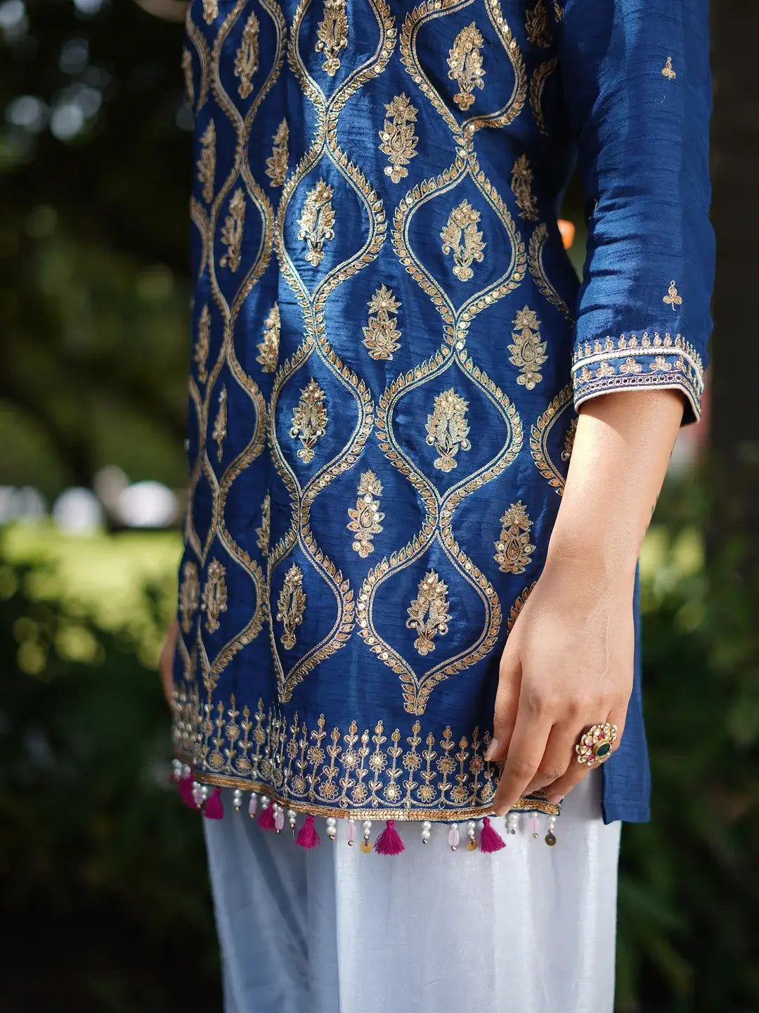 Kurta & Farshi Salwar - Midnight blue & powder Blue