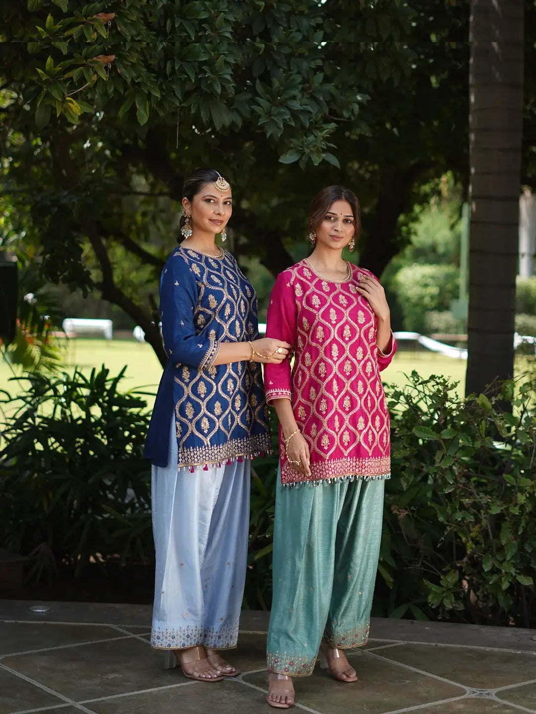 Kurta & Farshi Salwar - Midnight blue & powder Blue