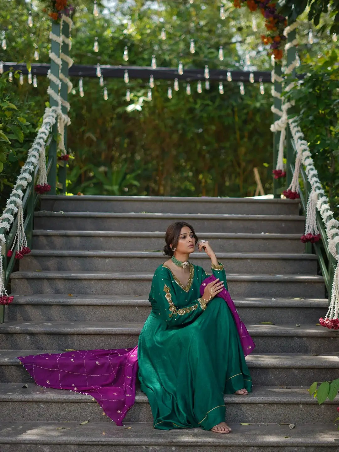 Dark Green kurta and palazzo set