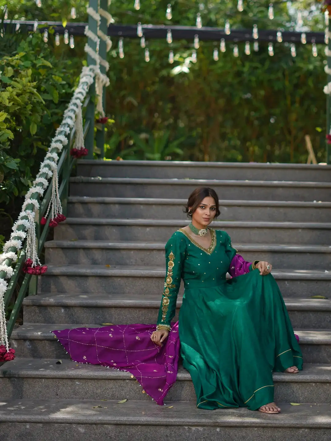 Dark Green kurta and palazzo set