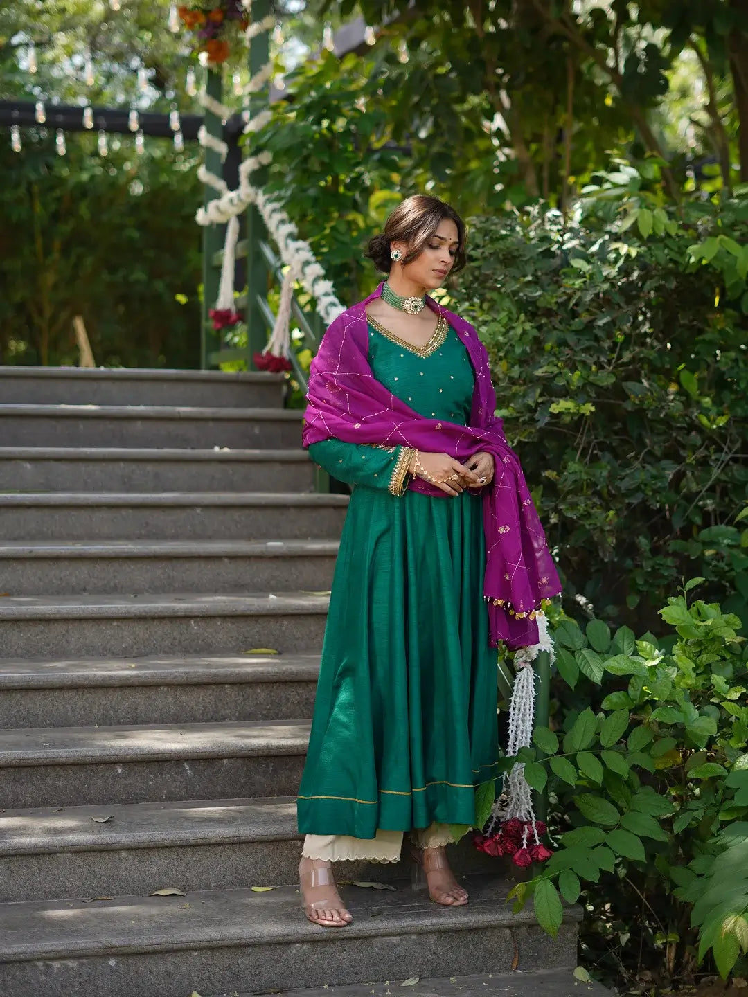 Dark Green kurta and palazzo set