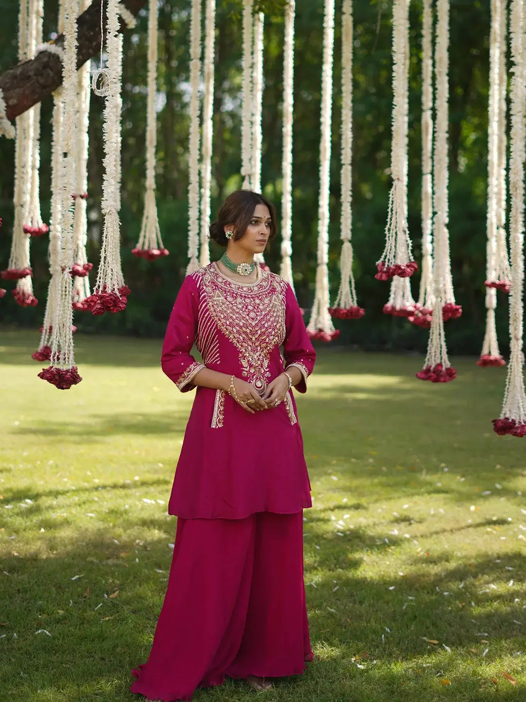 Pink Flared kurta and Palazzo set