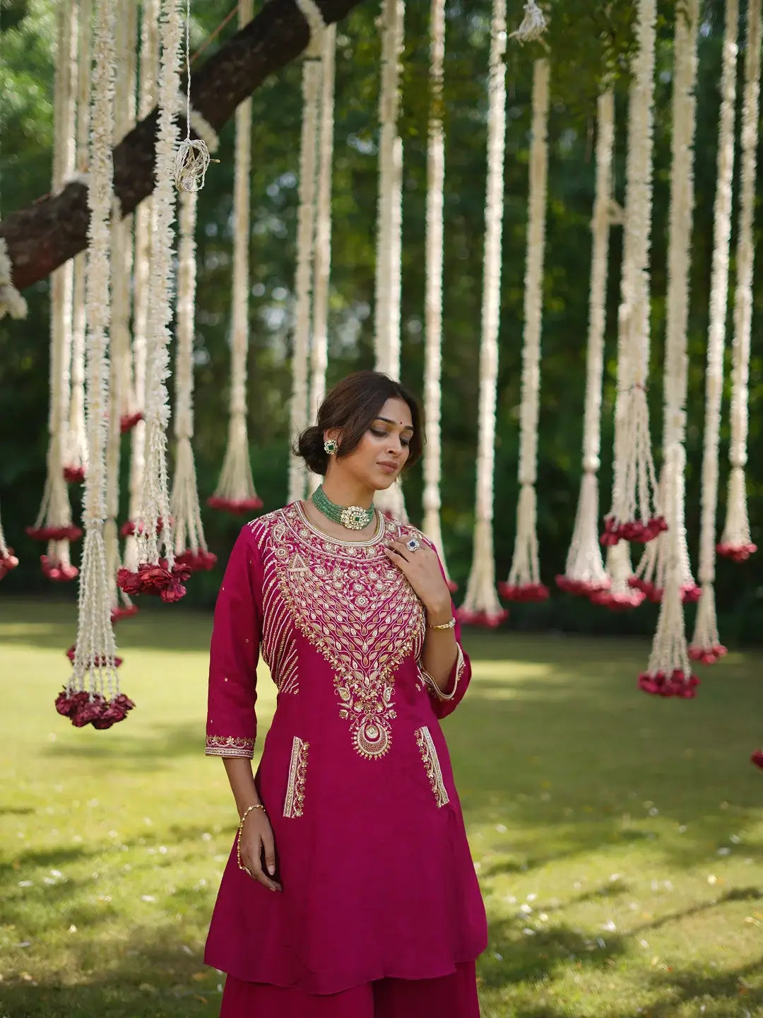 Pink Flared kurta and Palazzo set