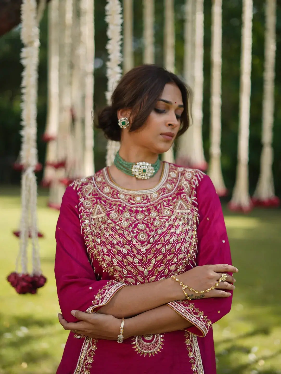 Pink Flared kurta and Palazzo set
