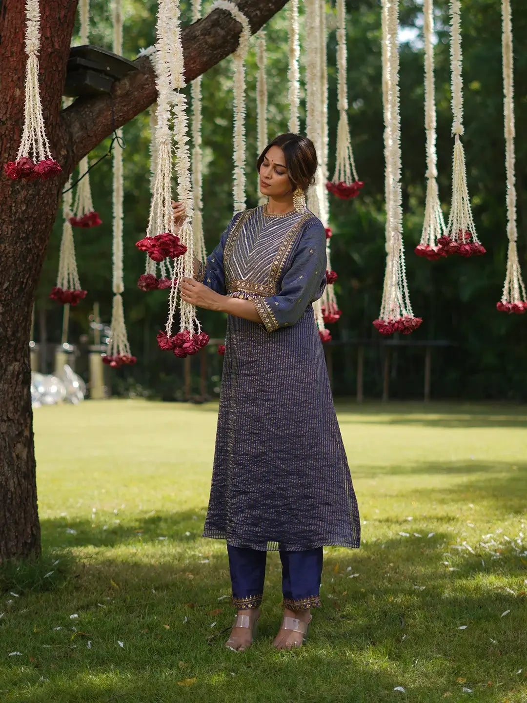 Blue zariline kurta set