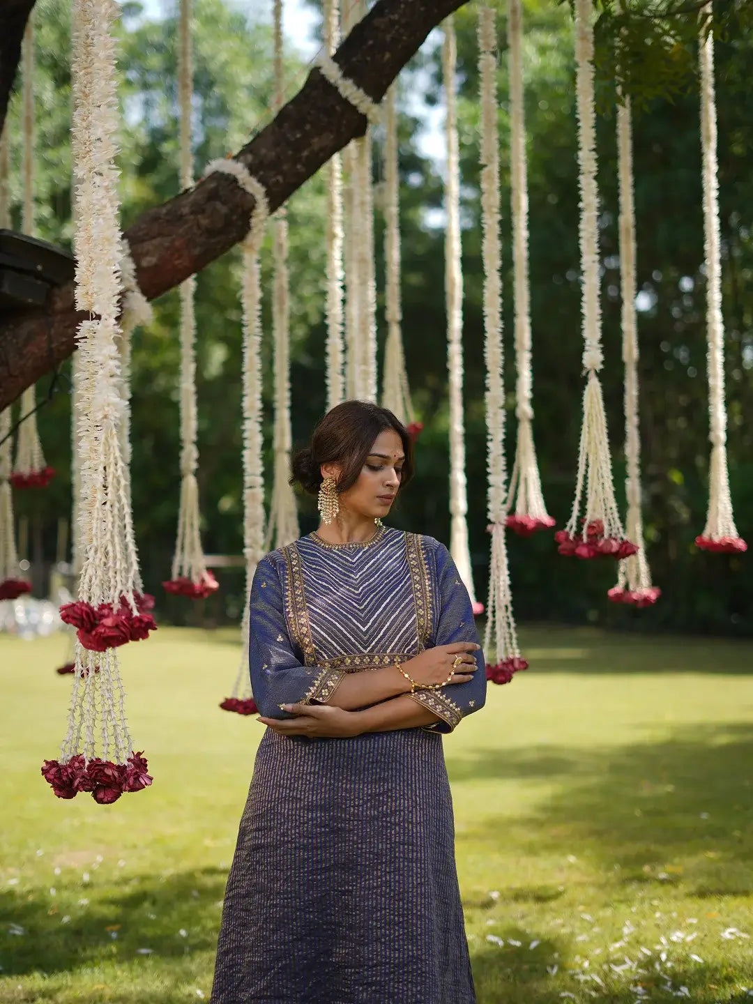 Blue zariline kurta set