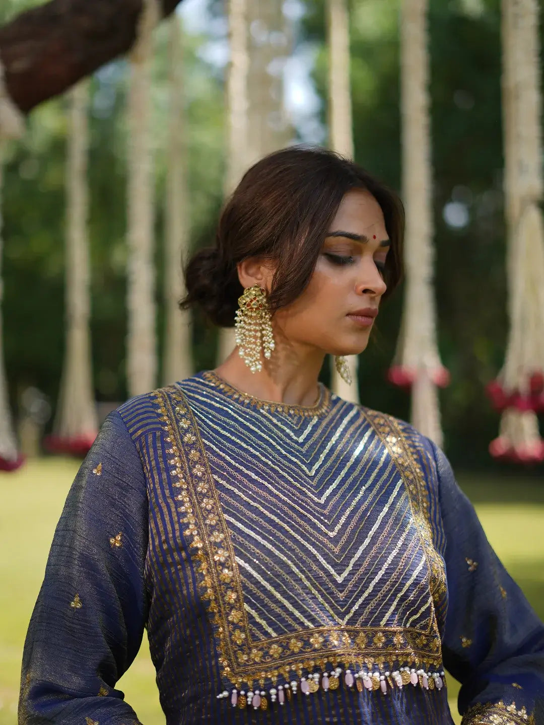 Blue zariline kurta set