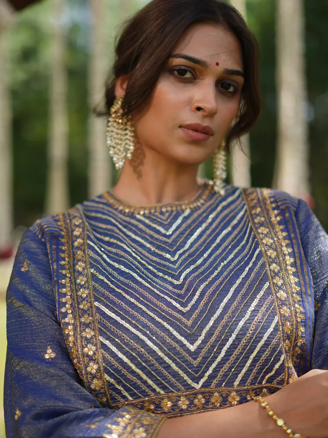 Blue zariline kurta set