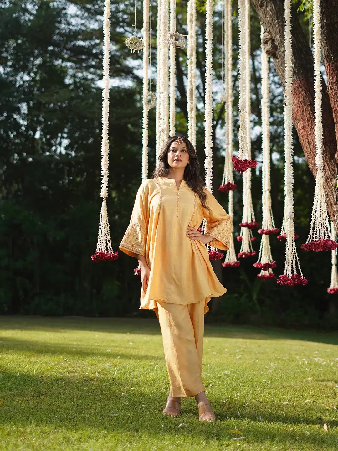 Yellow short kurta set