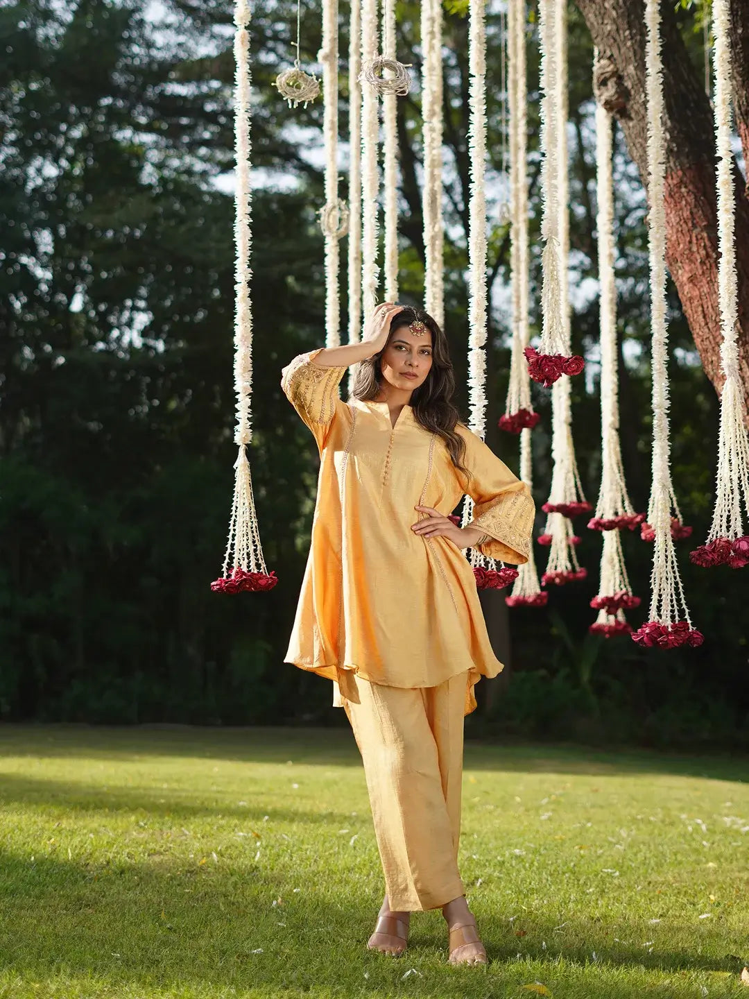 Yellow short kurta set