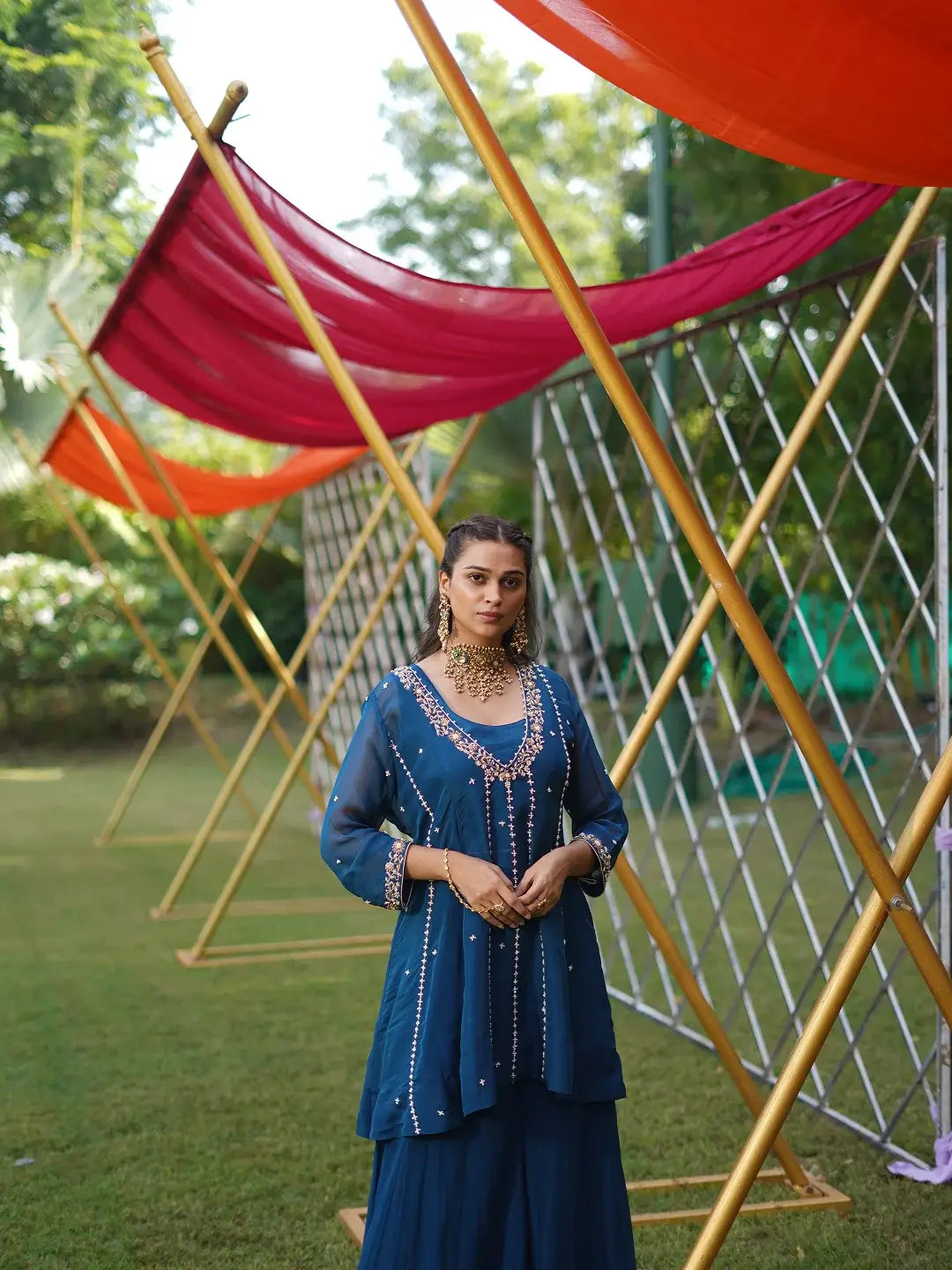 Midnight Blue Short Anarkali set