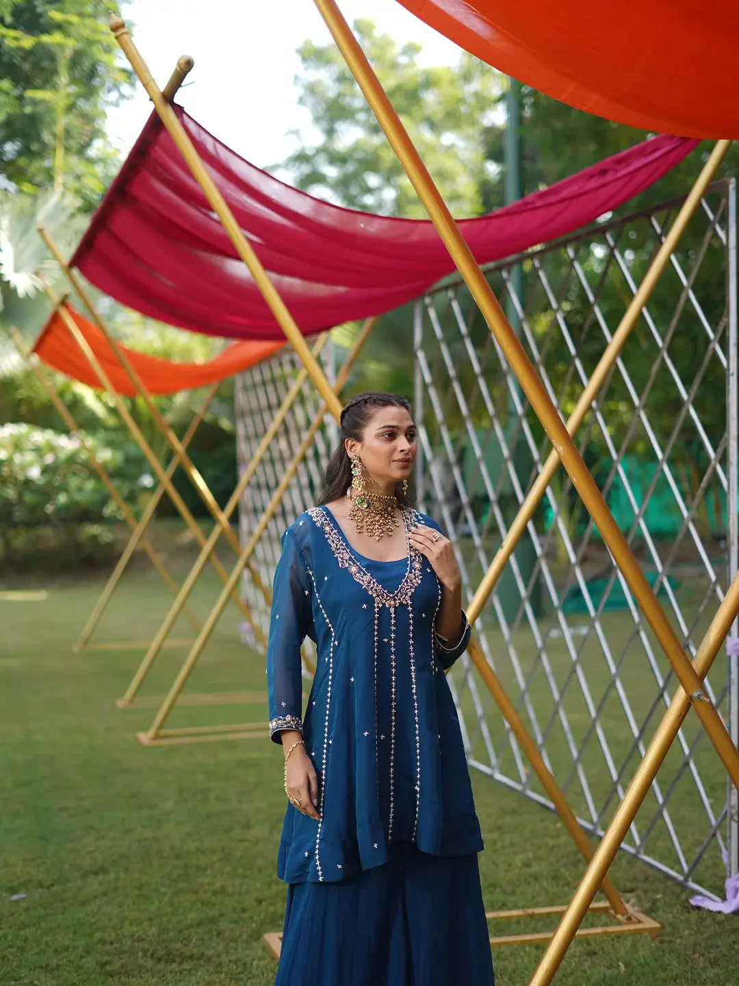 Midnight Blue Short Anarkali set