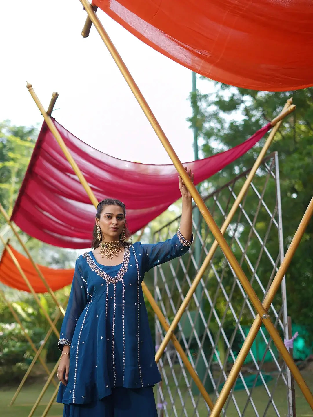 Midnight Blue Short Anarkali set