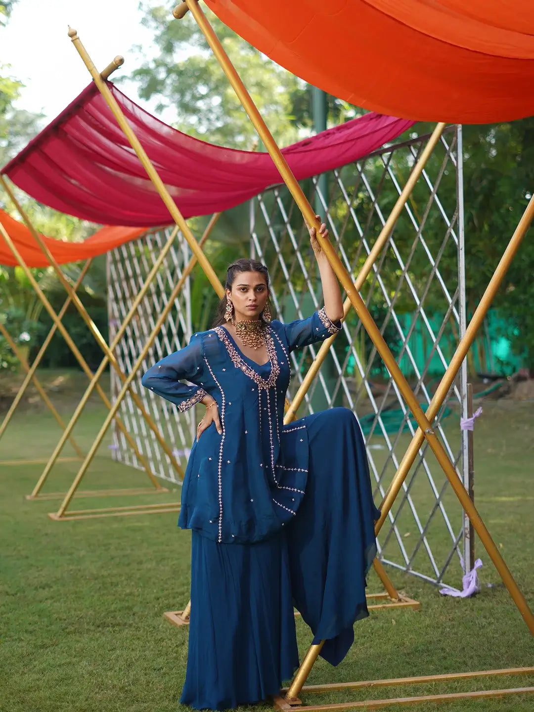 Midnight Blue Short Anarkali set