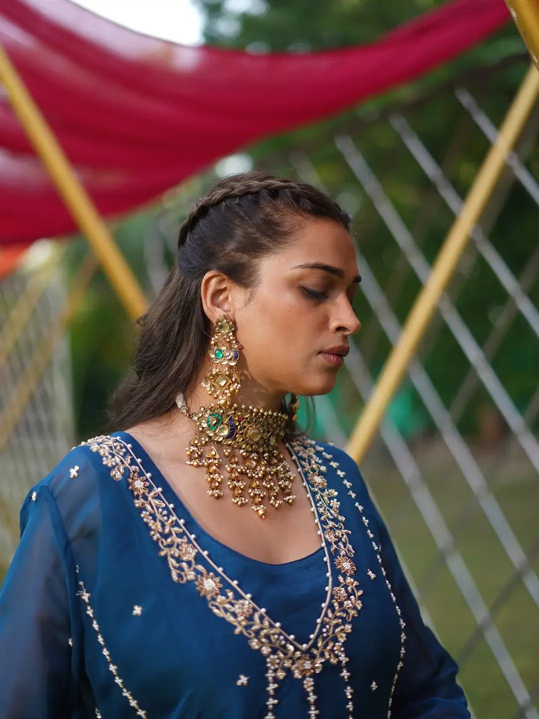 Midnight Blue Short Anarkali set