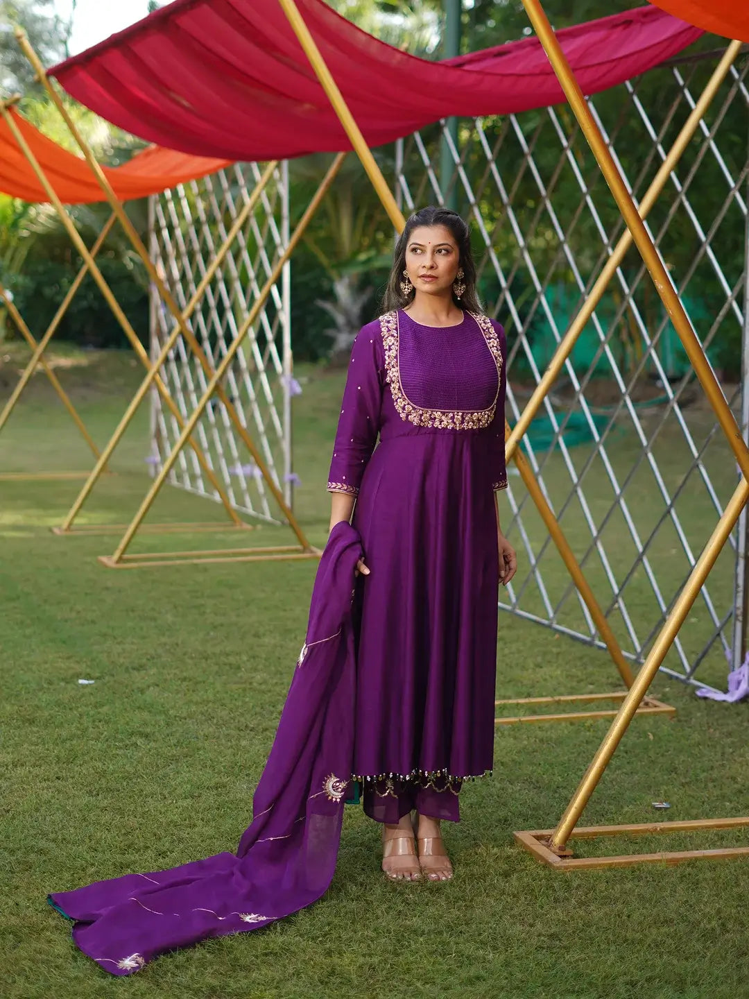 Purple Anarkali set