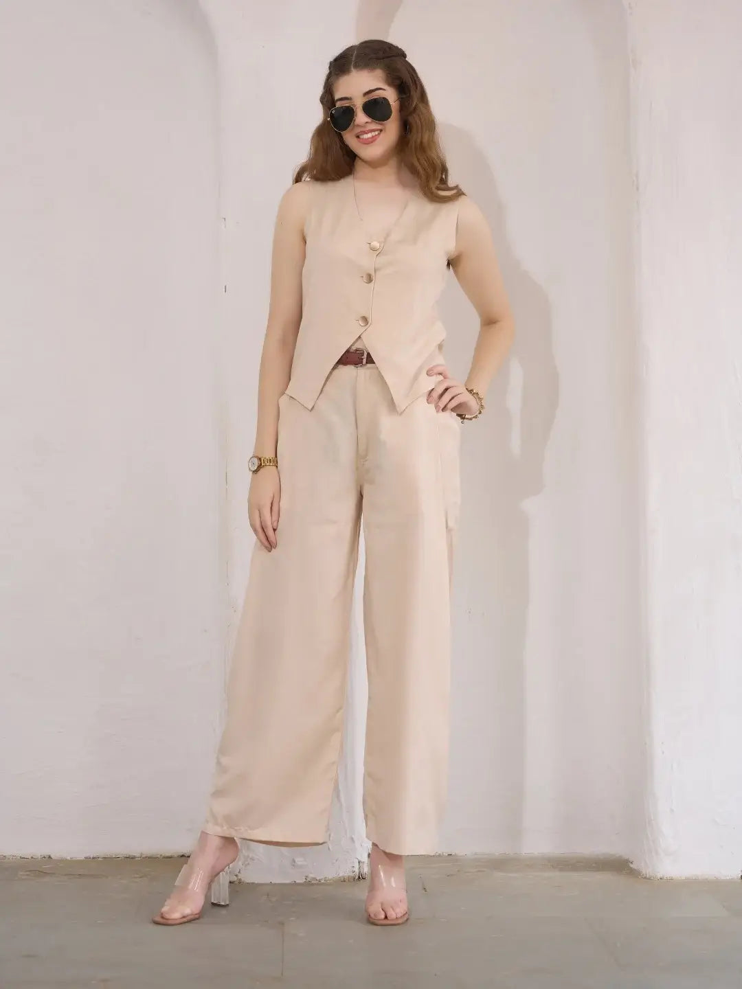 Raya Vest & Pants Co-ord Set in Cotton Linen