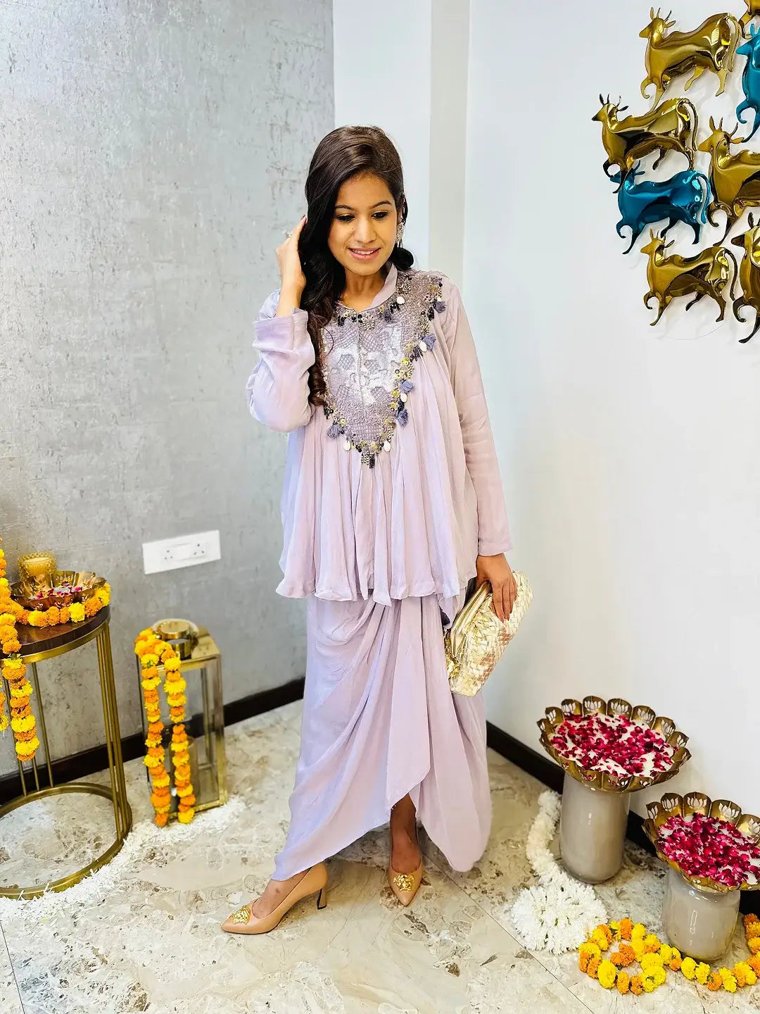 Boho Luxe draped skirt set