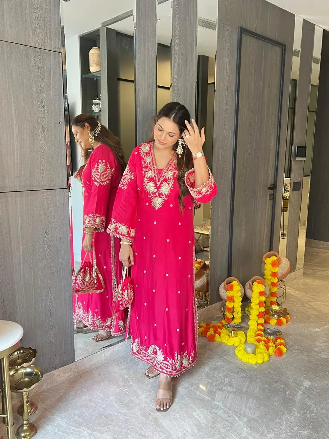 Jashn-e-Rang Hot pink kaftan dress