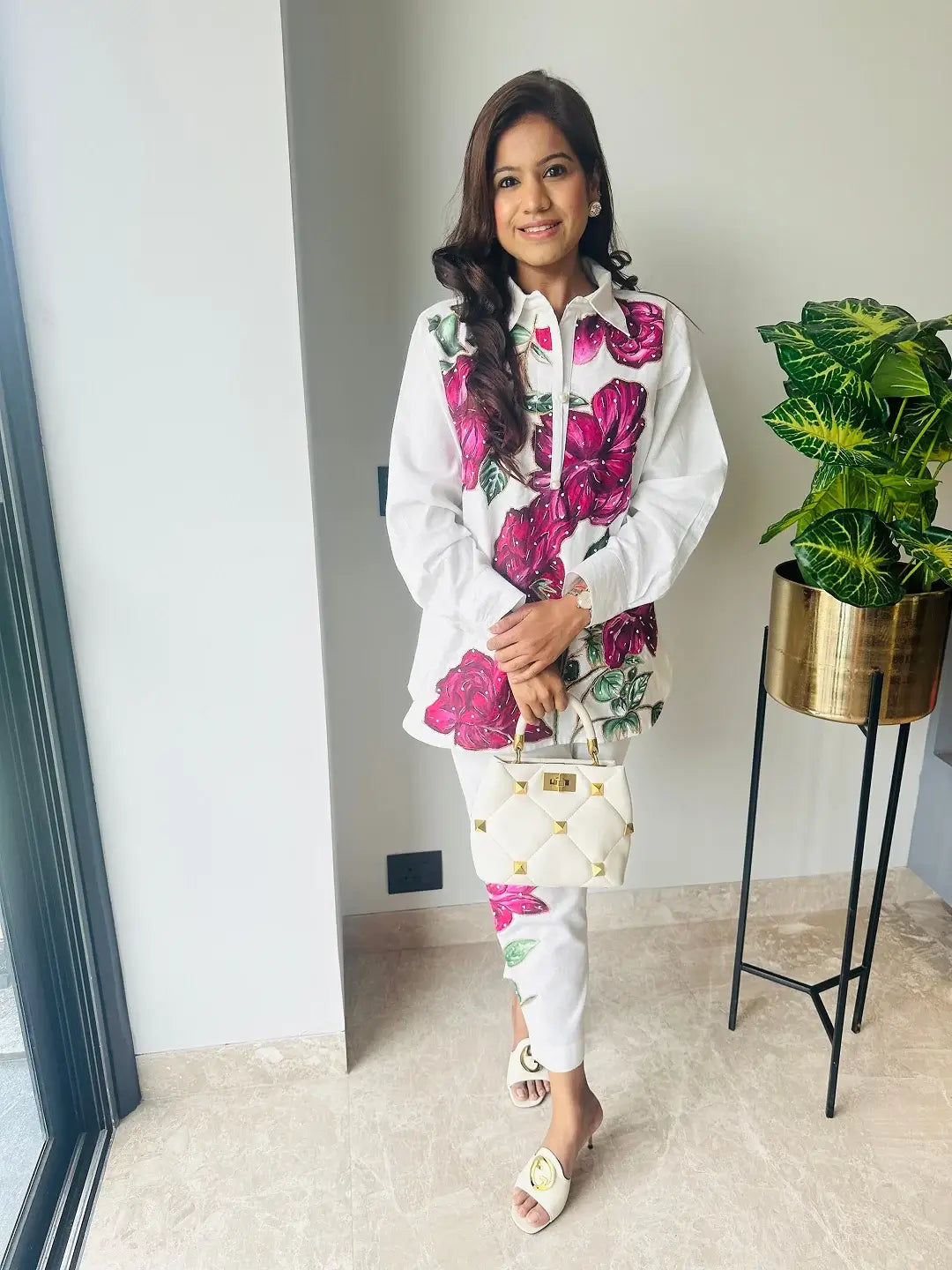 Linen Blossom shirt set