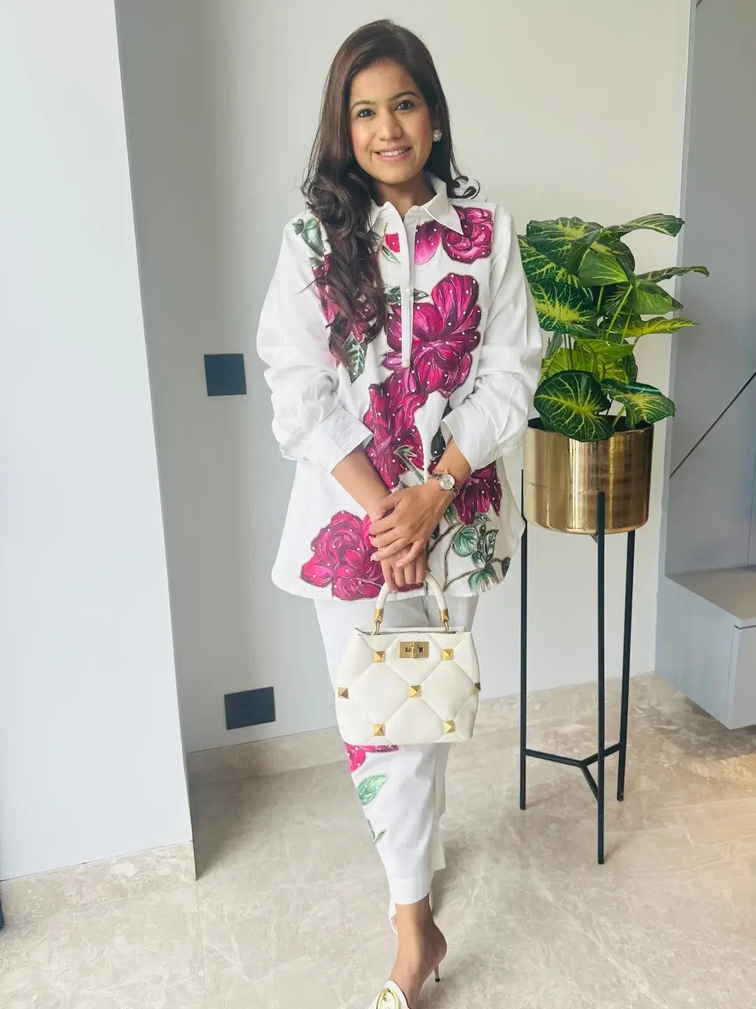 Linen Blossom shirt set